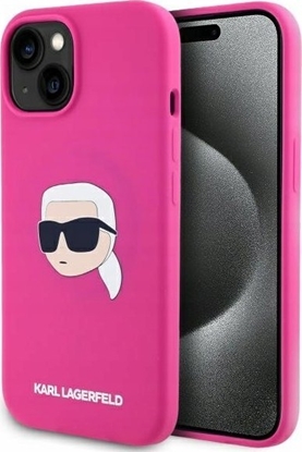 Изображение Karl Lagerfeld KLHMP15SSKHPPPLF iPhone 15 6.1" fuchsia/fuschia hardcase Silicone Karl Head Print MagSafe