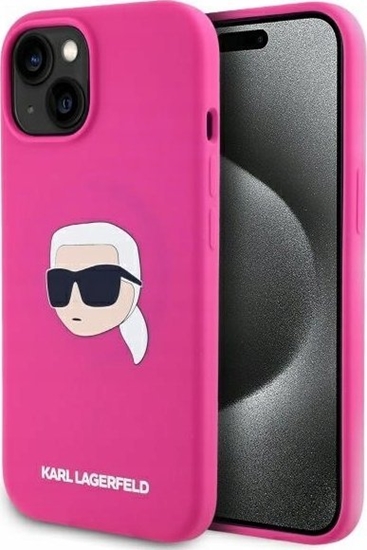 Изображение Karl Lagerfeld KLHMP15SSKHPPPLF iPhone 15 6.1" fuchsia/fuschia hardcase Silicone Karl Head Print MagSafe