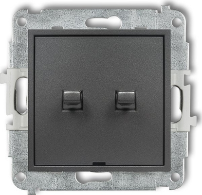 Attēls no Karlik cznik jednobiegunowy ze schodowym Karlik Mini 11MWPUS-10.11 w stylu amerykaskim dwa klawisze bez piktogramów,wspólne zasilanie grafitowy