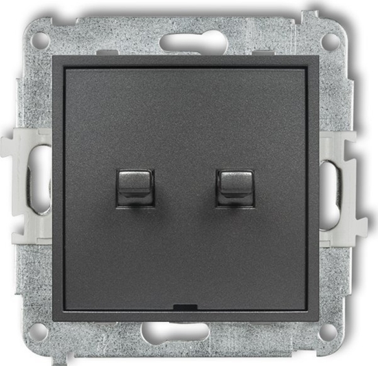 Picture of Karlik cznik jednobiegunowy ze schodowym Karlik Mini 11MWPUS-10.11 w stylu amerykaskim dwa klawisze bez piktogramów,wspólne zasilanie grafitowy