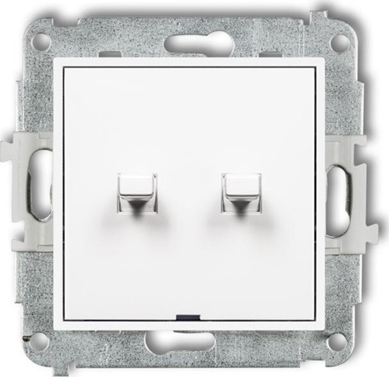 Picture of Karlik cznik jednobiegunowy ze schodowym Karlik Mini MWPUS-10.21 w stylu amerykaskim dwa klawisze bez piktogramów, osobne zasilanie biay