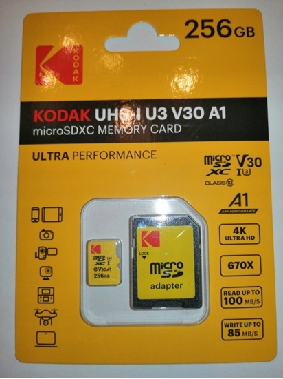 Изображение Karta Kodak Karta Kodak Microsdxc Micro Sdxc Microsd 256gb Uhs-i U3 V30 A1 + Adapter