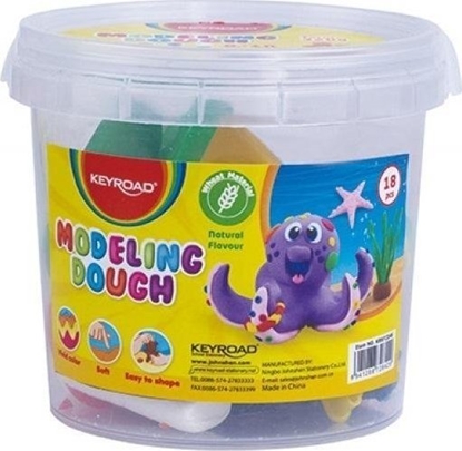 Picture of Keyroad Ciastolina KEYROAD, 40g x 8szt, 10 foremek, w wiaderku, mix kolorów