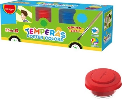 Изображение Keyroad Farby plakatowe KEYROAD, pdzelek gratis, w pudeku, 6x25ml, mix kolorów