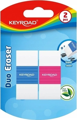 Picture of Keyroad Gumka do cierania KEYROAD, ergonomiczna, dwukolorowa, 2 szt., blister, mix kolorów