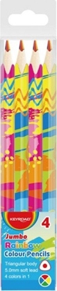 Picture of Keyroad Kredki oówkowe KEYROAD Jumbo, tczowe, trójktne, 4szt., zawieszka, mix kolorów