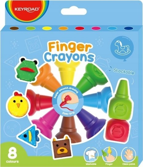 Picture of Keyroad Kredki woskowe KEYROAD nakadane na palce, 8 szt.
