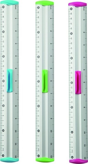 Picture of Keyroad Linijka aluminiowa z uchwytem na oówek KEYROAD Measure Clip, 30 cm, blister, mix kolorów