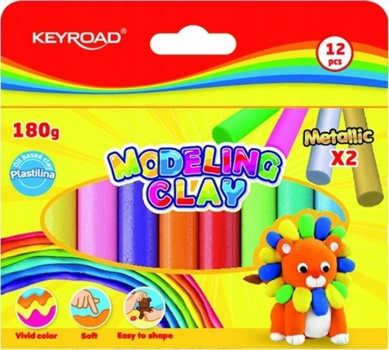 Изображение Keyroad Plastelina KEYROAD, okrga, 12x15g, pudeko, mix kolorów