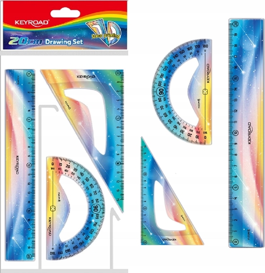 Picture of Keyroad Zestaw geometryczny KEYROAD, Twilight, z linijk 20cm, mix kolorów