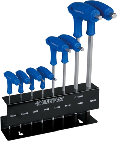 Изображение King Tony ZESTAW IMBUSÓW Z UCHWYTEM "L" 8szt. 1160 - HEX / HEX Z KULK 2 - 10mm, STOJAK King Tony