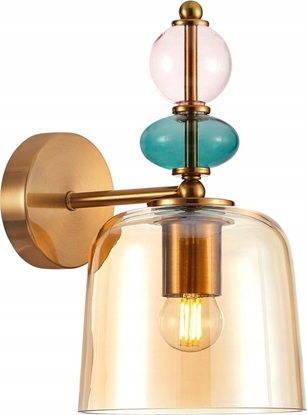 Attēls no Kinkiet Italux Namos WL-27092A-MC-BRO kinkiet lampa cienna modern nowoczesny metalowy szklany klosz 1x40W E27 zoty/multikolor