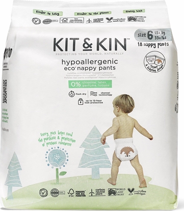 Attēls no Kit and Kin Kit and Kin, Pieluchomajtki Nappy Pants 6 XL (12-17kg), Hedgehog/Racoon, 18 szt.