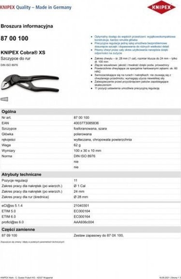 Picture of KNIPEX Hightech Water Pump Pliers Cobra XS