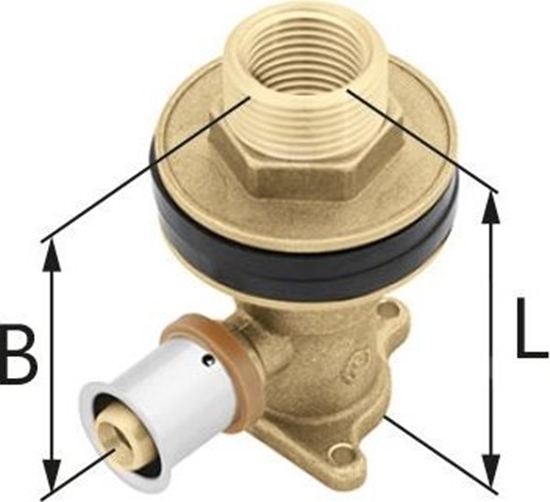 Picture of Kolano cienne mosine z uszami do suchej zabudowy GZ/GW ultraPRESS - 16 Rp1/2 L = 78 mmKAN-THERM