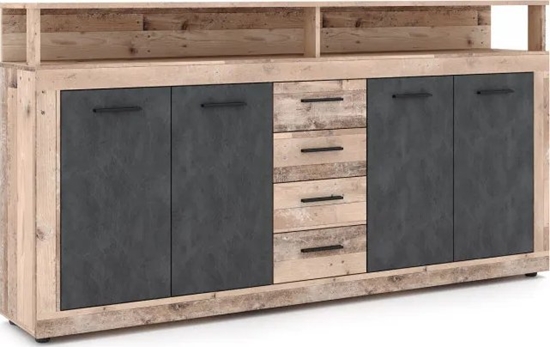 Picture of Komoda LUNA XXL 4D4S 190cm jasny db old style/grafit matera WIPMEB