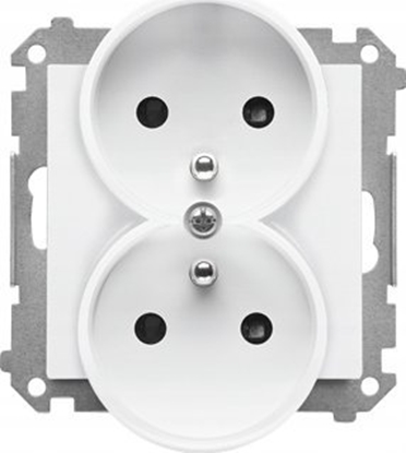 Attēls no Kontakt-Simon Gniazdo wtyczkowe Kontakt-Simon 55 TGZ2MCZ.01/111 podwójne z uziemieniem z przesonami modu 16 A, 250V~, szybkozcza biay mat