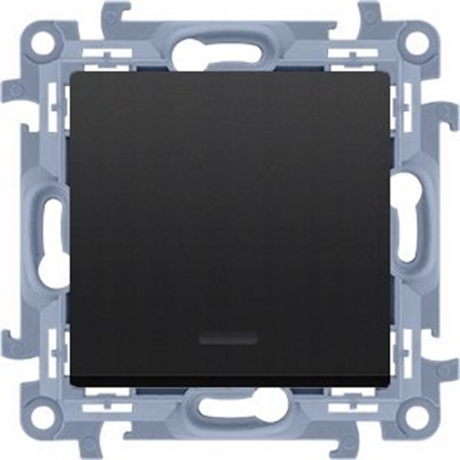 Attēls no Kontakt-Simon cznik schodowy Kontakt-Simon Simon 10 CW6L.01/X/49 uniwersalny bez piktogramu z podwietleniem LED modu 10AX, 250V~, zaciski rubowe. Moe by uyty jak schodowy lub jednobiegunowy czarny mat