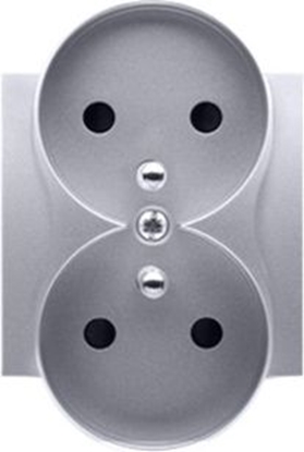 Attēls no Kontakt-Simon Pokrywa gniazda podwójnego z przesonami srebrny (DGZ2MZNP/43)