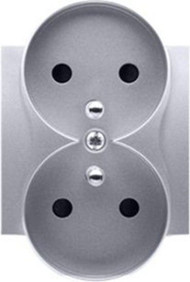 Picture of Kontakt-Simon Pokrywa gniazda podwójnego z przesonami srebrny (DGZ2MZNP/43)