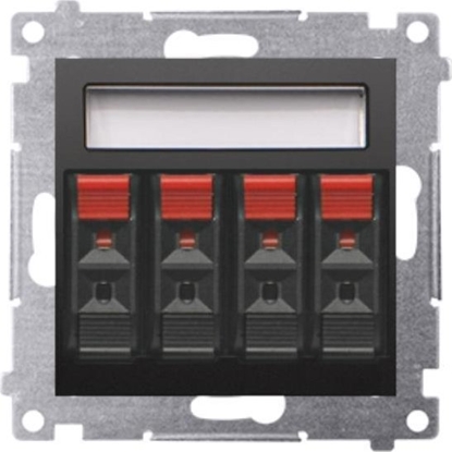 Attēls no Kontakt-Simon Simon 54 Gniazdo gonikowe 4-kr. z polem opisowym (modu) przekrój przewodów dla wejcia i wyjcia 25mm2 czarny mat DGL34.01/49