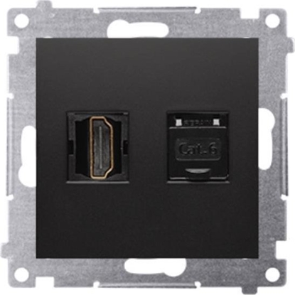Attēls no Kontakt-Simon Simon 54 Gniazdo HDMI + RJ45 kat.6. (modu) czarny mat DGHRJ45.01/49