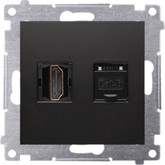 Picture of Kontakt-Simon Simon 54 Gniazdo HDMI + RJ45 kat.6. (modu) czarny mat DGHRJ45.01/49