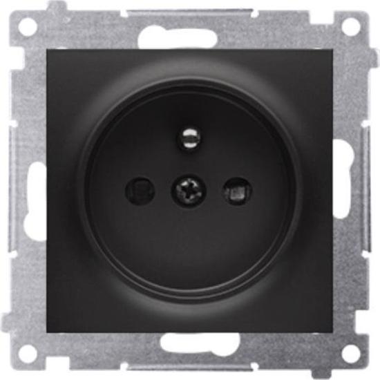 Picture of Kontakt-Simon Simon 54 Gniazdo wtyczkowe z uziemieniem i przesonami (modu) 16A 250V szybkozcza czarny mat DGZ1CZ.01/49