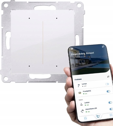 Attēls no Kontakt-Simon Simon 54 GO Sterownik przyciskowy owietleniowy - 2 wyjcia 5A, sterowany smartfonem WiFi 230V (modu) biay DEW2W.01/11