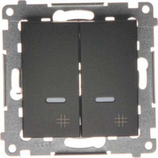 Picture of Kontakt-Simon Simon 54 cznik krzyowy podwójny z podwietleniem (modu) 10AX 250V szybkozcza czarny mat DW7/2L.01/49