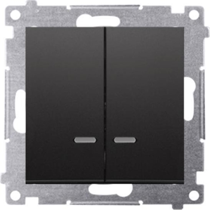 Attēls no Kontakt-Simon Simon 54 cznik wiecznikowy z podw LED i do wersji IP44 (modu) 10AX 250V szybkozcza czarny mat z wkadk DU1W DW5BL.01/49