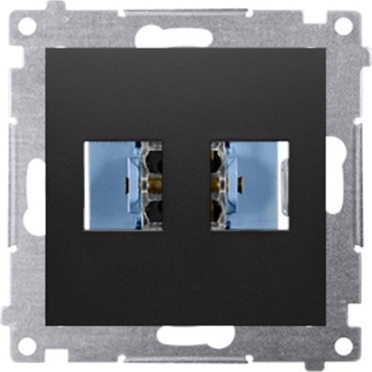 Attēls no Kontakt-Simon Simon 54 Pokrywa gniazd teleinf. na Keystone paska podwójna (modu) czarny mat DKP2.01/49