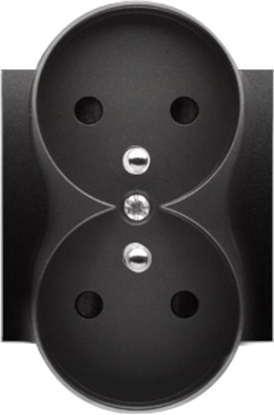 Attēls no Kontakt-Simon Simon 54 Pokrywa gniazda podwójnego z przesonami do ramek PREMIUM czarny mat DGZ2MZP/49