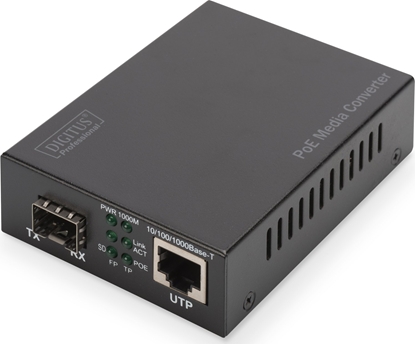 Изображение Konwerter wiatowodowy Digitus Assmann GIGABIT POE MEDIA CONVERTER/SFP 10/100/1000BASE-T TO SFP IN