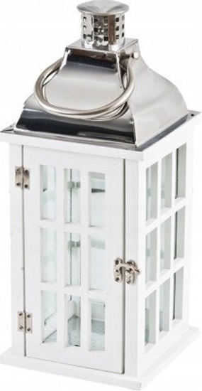 Изображение Koopman Latarnia dekoracyjna drewniana ogrodowa biaa 43 cm