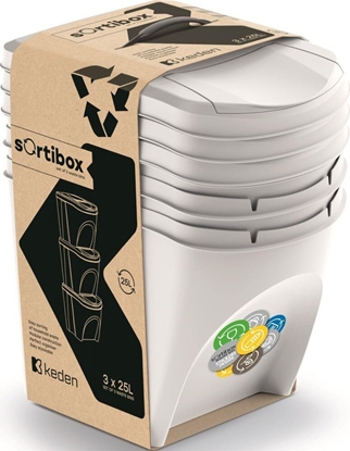 Picture of Kosz na mieci Prosperplast MIETNIK KOSZE NA MIECI 25 L SORTIBOX SET 3 SZT. POPIELATY