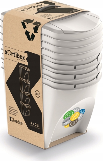Picture of Kosz na mieci Prosperplast MIETNIK KOSZE NA MIECI 25 L SORTIBOX SET4 SZT. POPIELATY