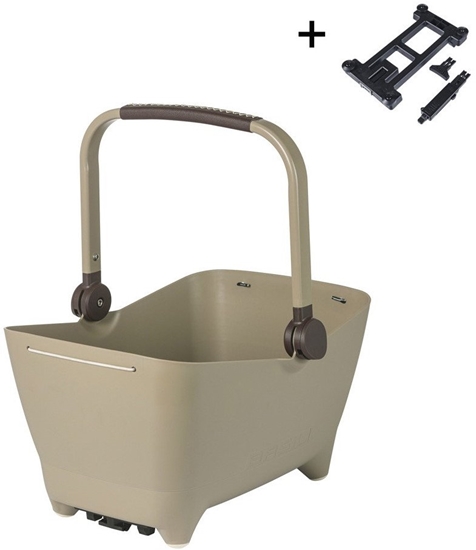 Picture of Kosz na tylny baganik BASIL BUDDY DOG BICYCLE BASKET REAR MIK, MIK system (ready to go) plastik, poduszka, biscotti brown (NEW 2025)