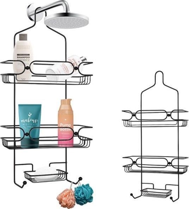 Attēls no Koszyk prysznicowy Vilde Póka azienkowa metalowa zawieszana organizer na prysznic deszczownic wiszca czarna 61x28,5x12,5