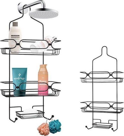 Picture of Koszyk prysznicowy Vilde Póka azienkowa metalowa zawieszana organizer na prysznic deszczownic wiszca czarna 61x28,5x12,5