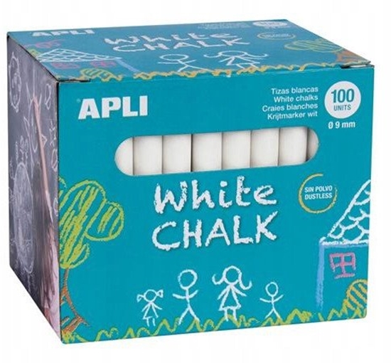 Picture of Kreda szkolna APLI, okrga, 9x80mm, 100 szt., biaa