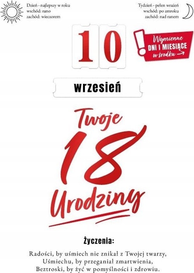 Picture of KUKARTKA Karnet Urodziny 18 wymienne cyfry