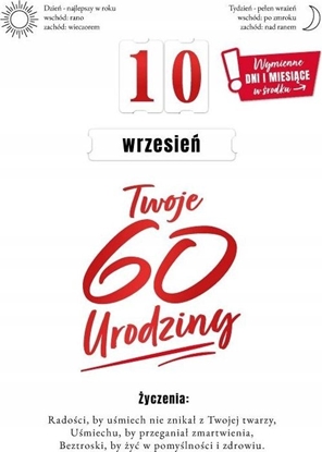 Picture of KUKARTKA Karnet Urodziny 60 wymienne cyfry