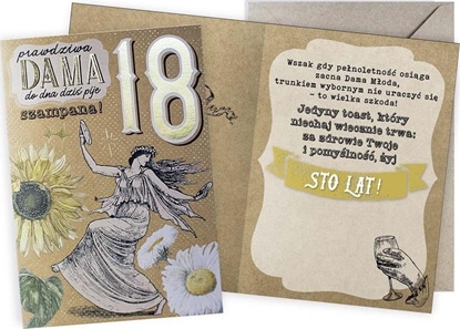 Attēls no KUKARTKA Karnet Urodziny vintage 18 Prawdziwa Dama