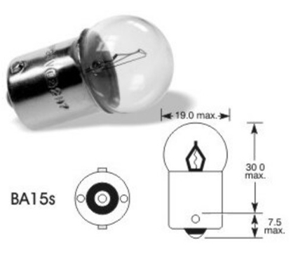 Attēls no Kvēlspuldze auto BA15S caurspīdīga 12V 5W VISIONPRO