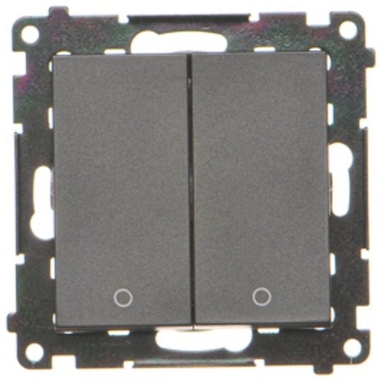 Picture of cznik dwubiegunowy Kontakt-Simon 55 TW22A.01/149 podwójny modu 16 AX, 250V~, szybkozcza czarny mat