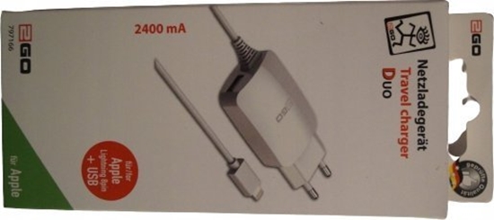 Picture of adowarka 2GO 2GO Ladegerät 12W Lightning + 1x USB, Kabel 1,4m,  weiß