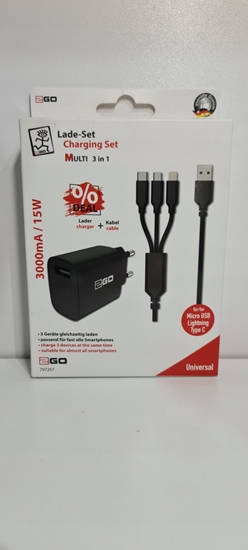 Picture of adowarka 2GO 2GO Ladegerät 15W inkl. Kabel 1xUSB-A 1xMicroUSB 1xLightn sw
