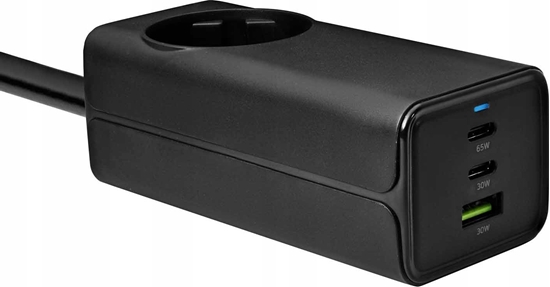 Picture of adowarka Akyga AKYGA Wall charger AK-CH-21 65W 2xUSB-C USB-A PD GaN 5-20V / 1.5-4.5A + AC Socket black