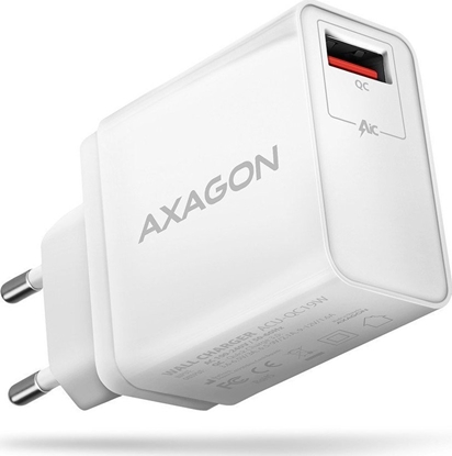 Picture of adowarka Axagon ACU-QC19W adowarka sieciowa QC 19W, 1x port USB-A, QC3.AFC/FCP/SMART, Biaa